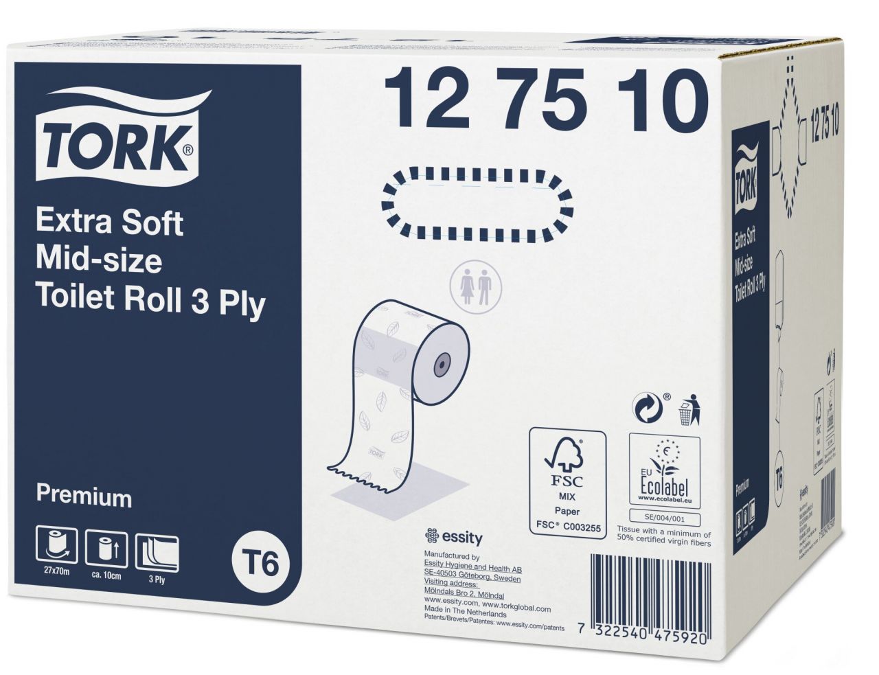 Tork T6 Premium Kompakt Toalettpapír Tekercs Extra Soft