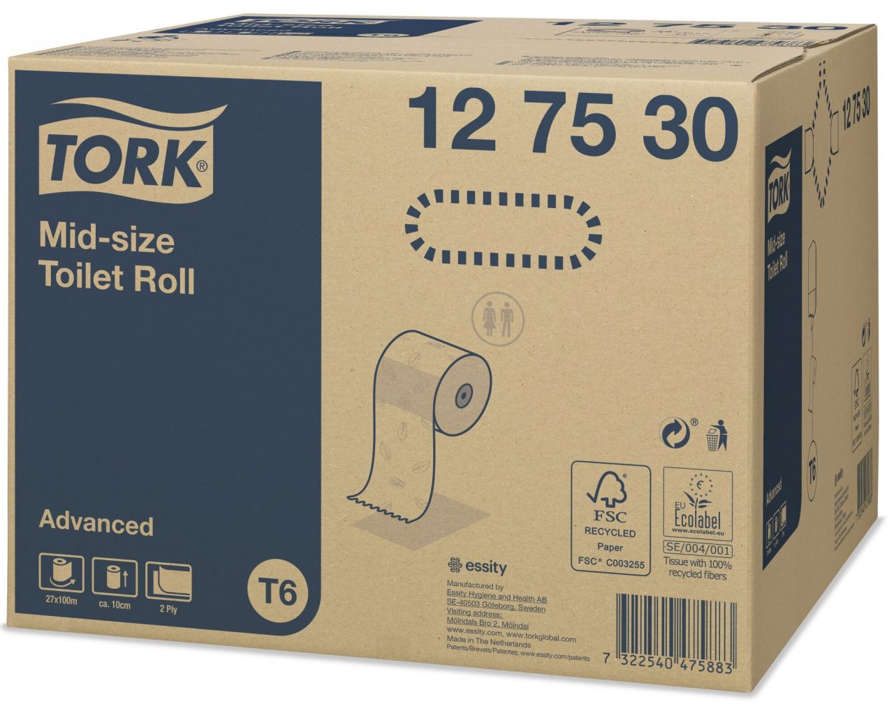 Tork T6 Advanced Kompakt Toalettpapír Tekercs