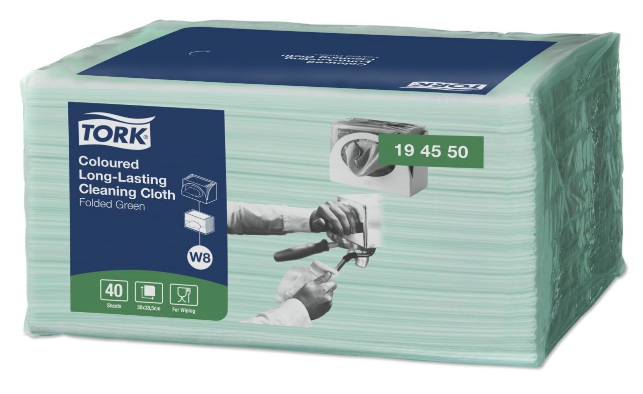 Tork W8 Premium Színkódolt Többször Használható Tisztító Törlőkendő Zöld Színű