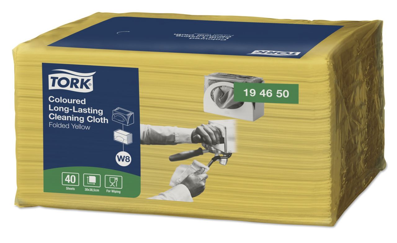 Tork W8 Premium Színkódolt Többször Használható Tisztító Törlőkendő Sárga Színű