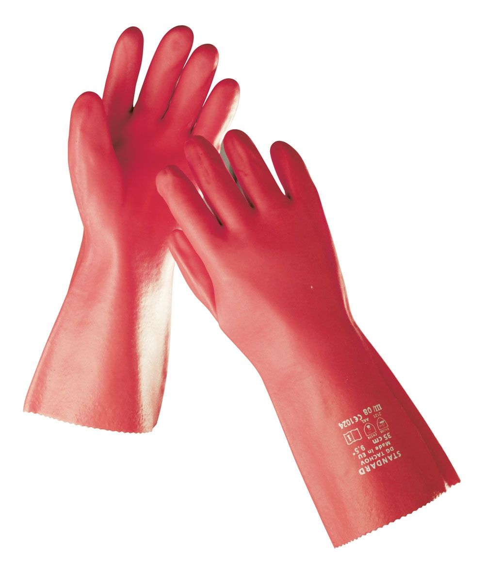 Cerva STANDARD kesztyű piros PVC 35 cm 10,5